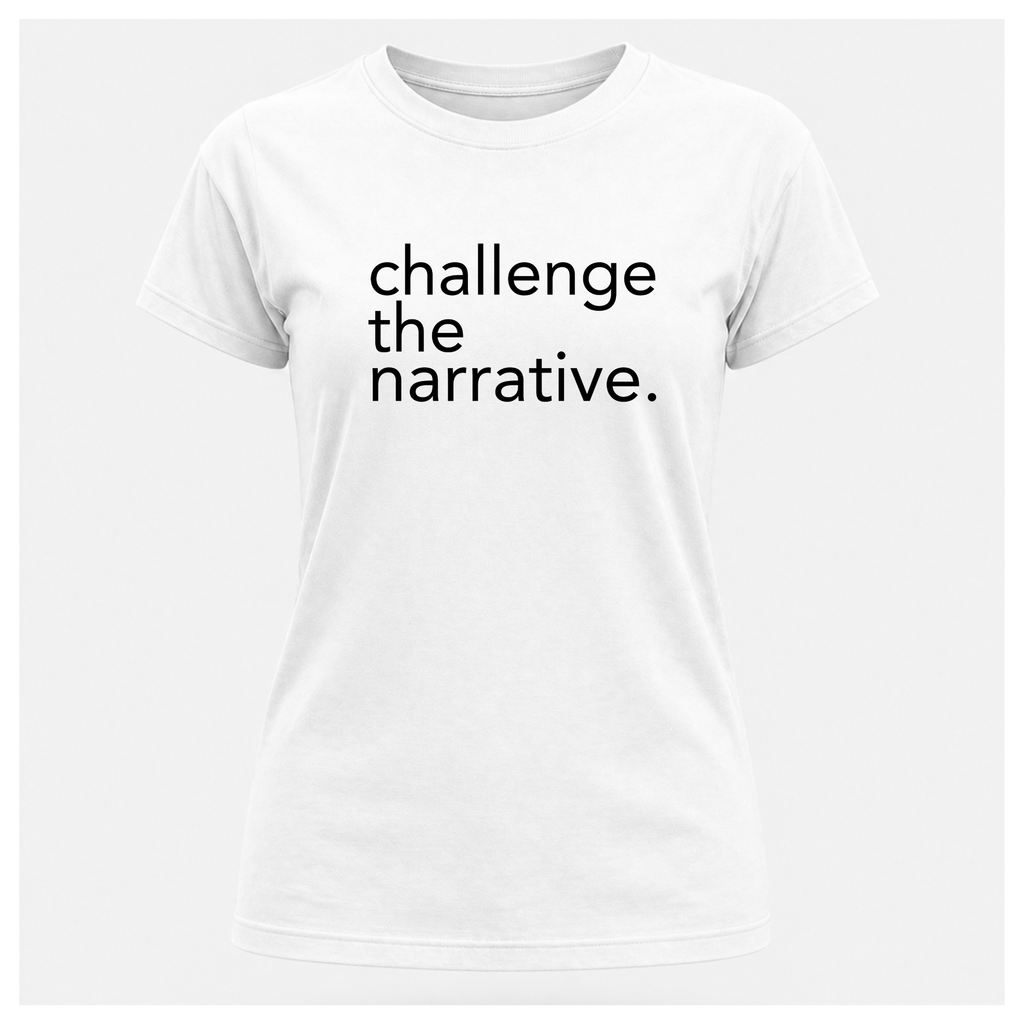 Challenge the Narrative Tee (Black Print) — Protest & Peace