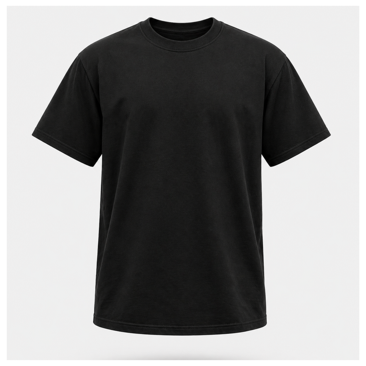 Plain black front of the Eat the Rich Easy Recipes T-shirt by RIOTTEES on a male floating form, showing the clean front with back-only artwork.