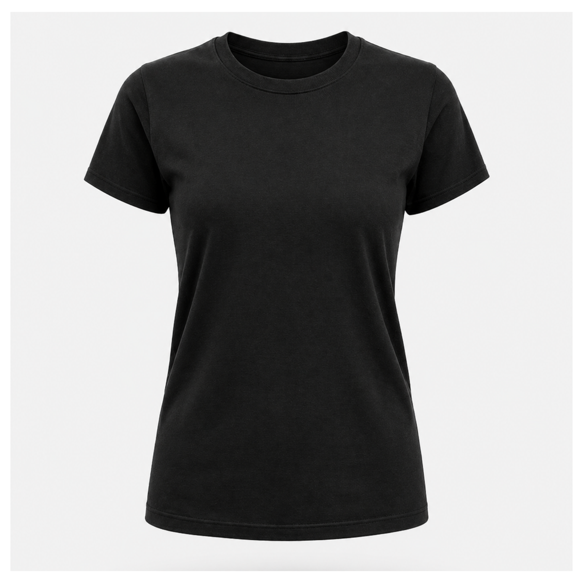 Plain black front of the Eat the Rich Easy Recipes T-shirt by RIOTTEES on a female floating form, showing the clean front with back-only artwork.