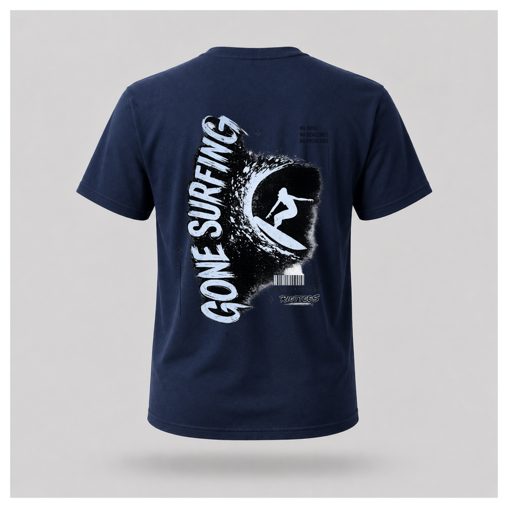Gone Surfing (blue design) Tee — Out of Hours