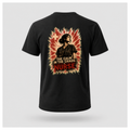 Back of a floating black male-form tee featuring “The Calm In The Chaos Nurse” design by RIOTTEES.